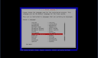 Debian Linux: Escolher linguagem 